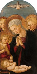 Madonna a Krisztus Gyermeket imádó Keresztelő Szent Jánossal és angyalokkal, 1480-1500